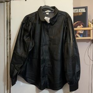 H&M Vegan Leather jacket shirt